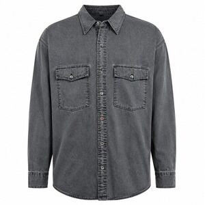 Zanella Button Down Mens XL Charcoal Grey Vintage‎ 90s Rayon Cotton 4D101